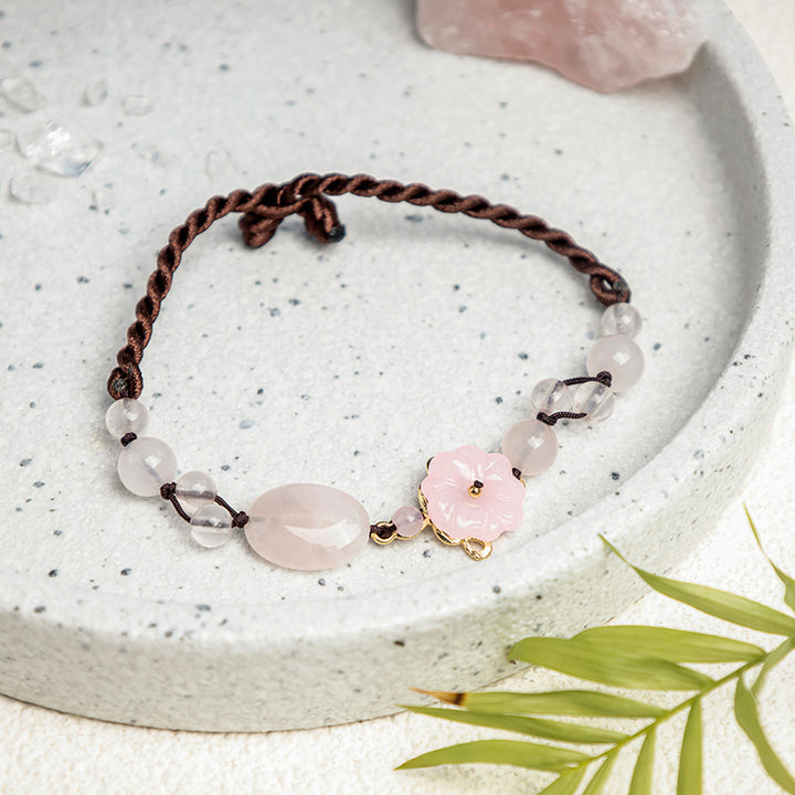 Bracelet de cheville apaisant en cristal rose La Fleur de l'Amour - image 1