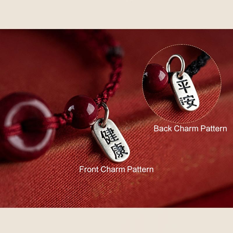 Bracelet de cheville en corde de bénédiction avec breloque en cinabre faite à la main en Buddha Stones