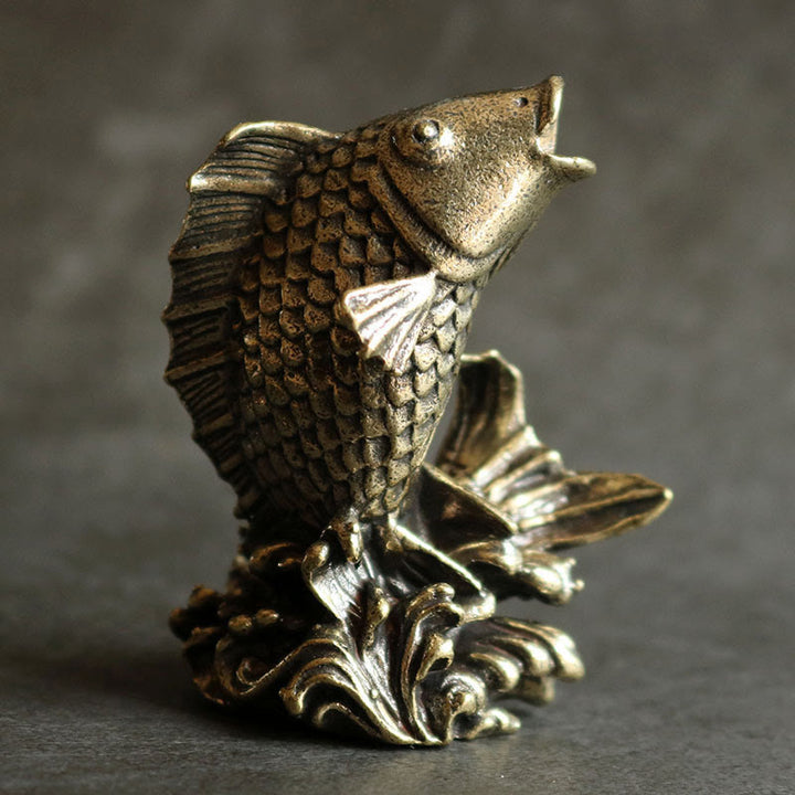 Buddha Stones faites à la main Petit poisson Koi Cuivre Richesse Décoration de la maison - Poisson Koi (Chance ♥ Prospérité) - image 0