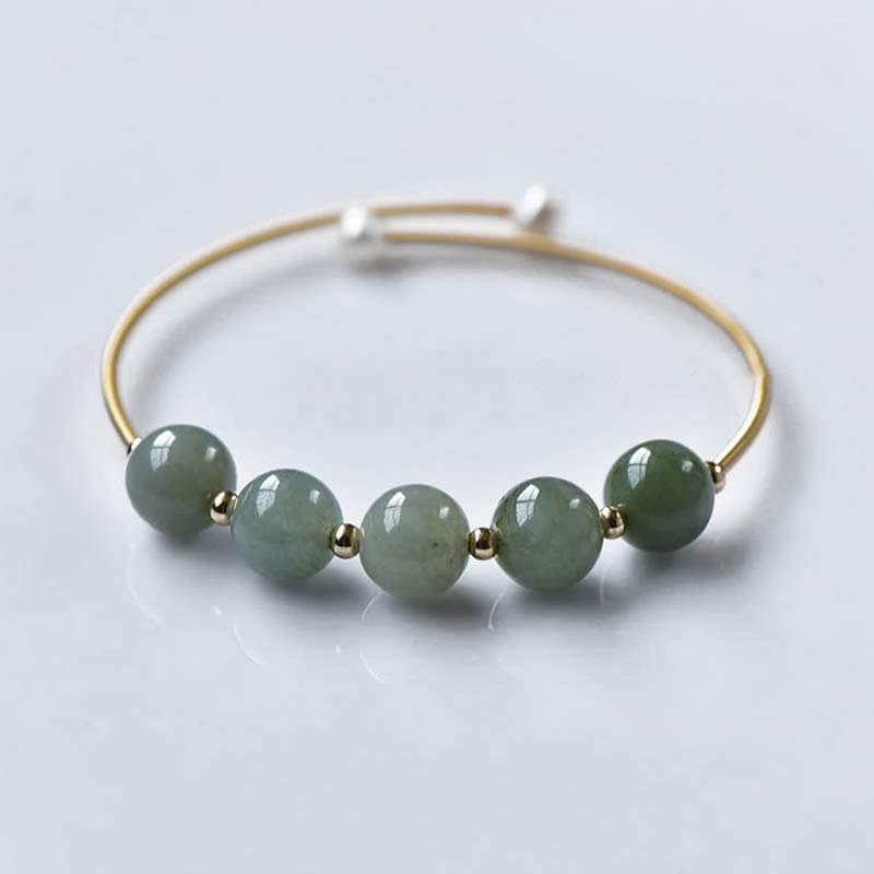 Bracelet jonc en jade avec Buddha Stones et bénédictions pour la chance et l'abondance
