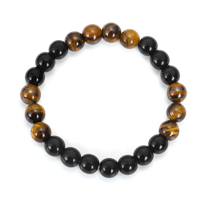 Ensemble Mala avec collier de protection en onyx noir Buddha Stones et œil de tigre