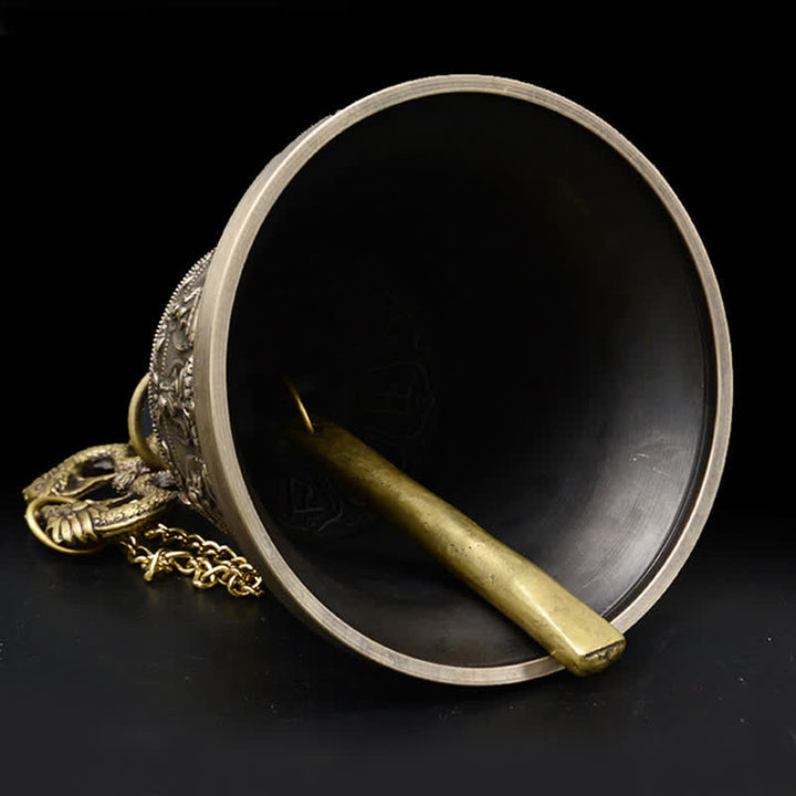 Carillon éolien tibétain gravé en forme de dragon et de Bouddha, cloche en cuivre, décoration murale porte-bonheur - image 7