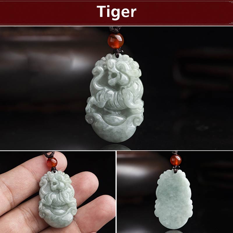 Collier avec pendentif en jade naturel et Buddha Stones représentant les 12 signes du zodiaque chinois - image 9
