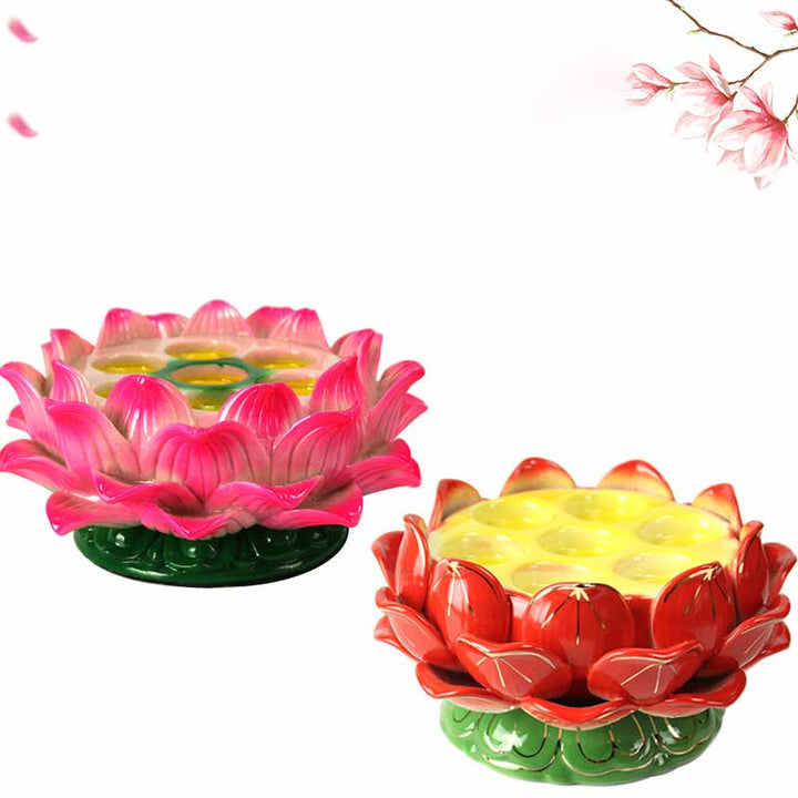 Buddha Stones Méditation Prière Autel Fleur de Lotus Bougeoir Rituels du Temple Bouddhiste Articles à Utiliser