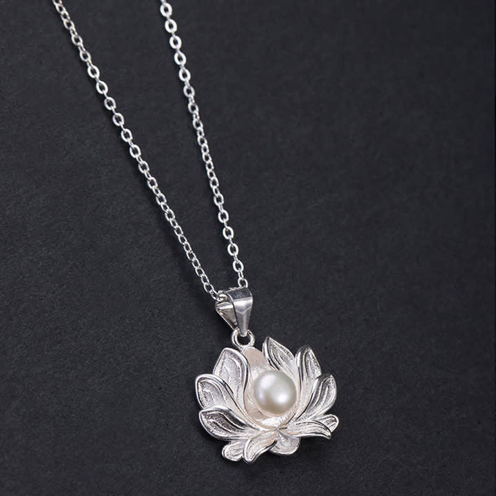 Buddha Stones Argent Sterling 925 Collier Fleur de Lotus Perle Richesse Pendentif - image 4