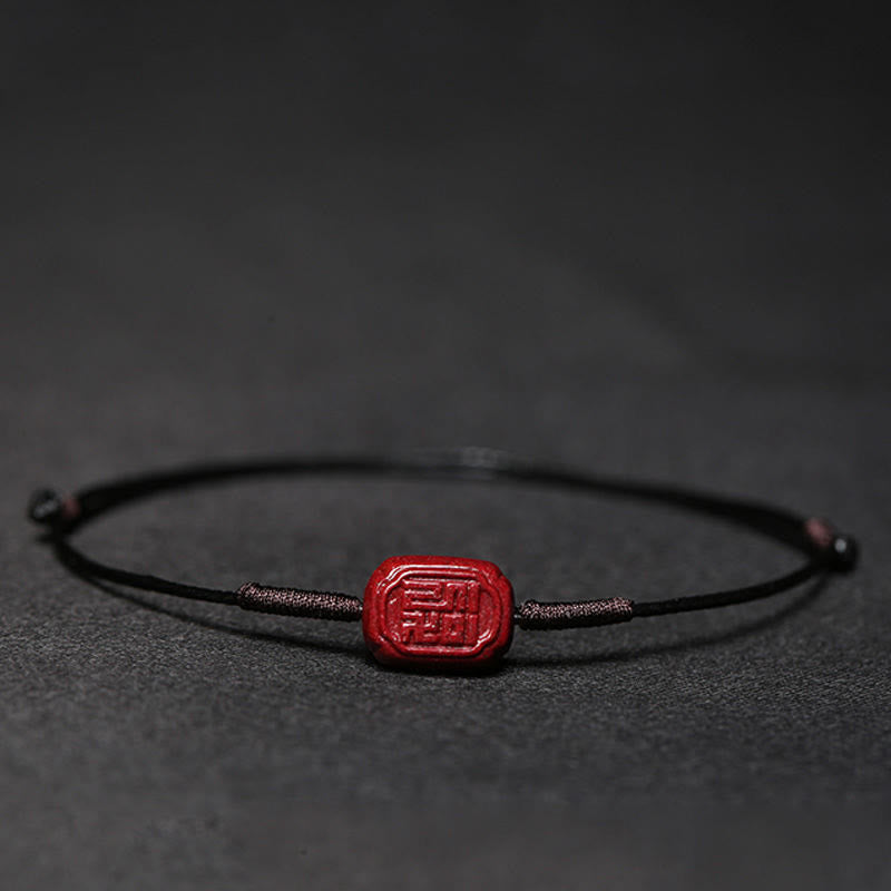 Bracelet tressé fait main en Buddha Stones avec fleur de prunier et trèfle à quatre feuilles PiXiu Lotus Koi Fish Cinabre Blessing