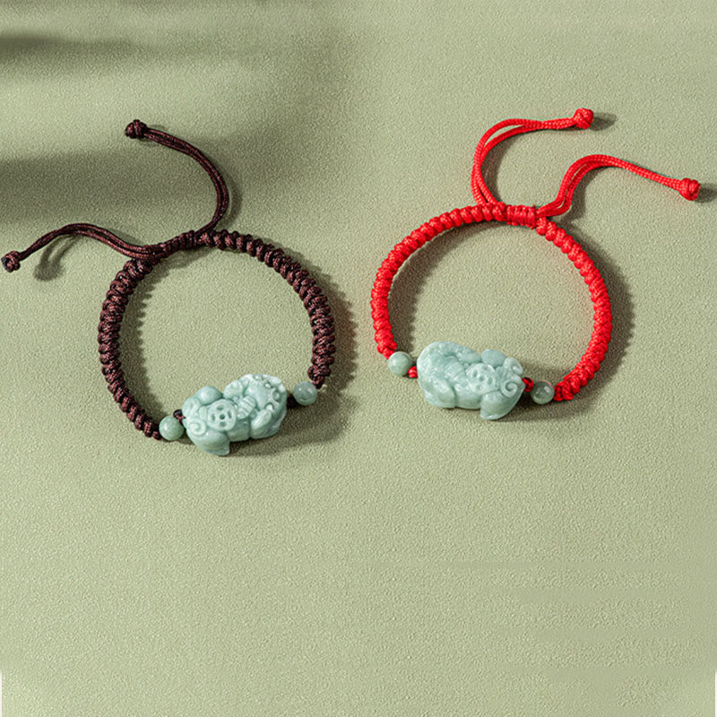 Bracelet tressé en jade naturel fait main avec Buddha Stones et protection PiXiu King Kong