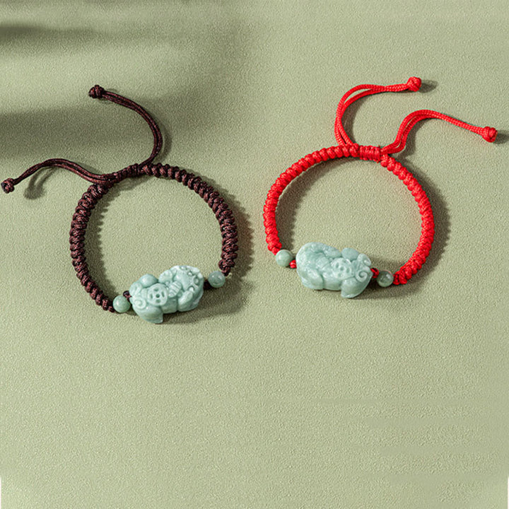Bracelet tressé en jade naturel fait main avec Buddha Stones et protection PiXiu King Kong