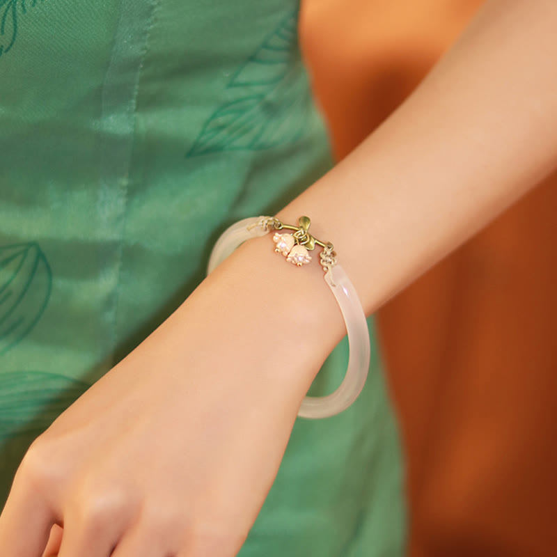 Bracelet jonc de force et de bonheur avec fleur de muguet