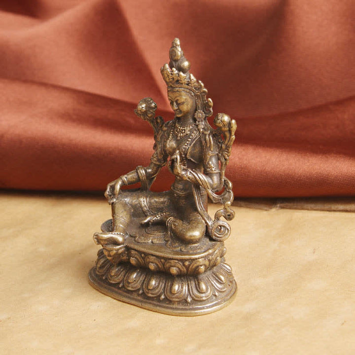 Buddha Stones Bodhisattva Tara Verte Espoir Calme Décoration en Cuivre - image 4