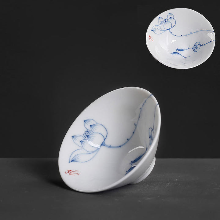 Buddha Stones Vintage Prune Orchidée Bambou Chrysanthème Lotus Koi Poisson Tasse à Thé en Céramique Tasses à Thé Kung Fu