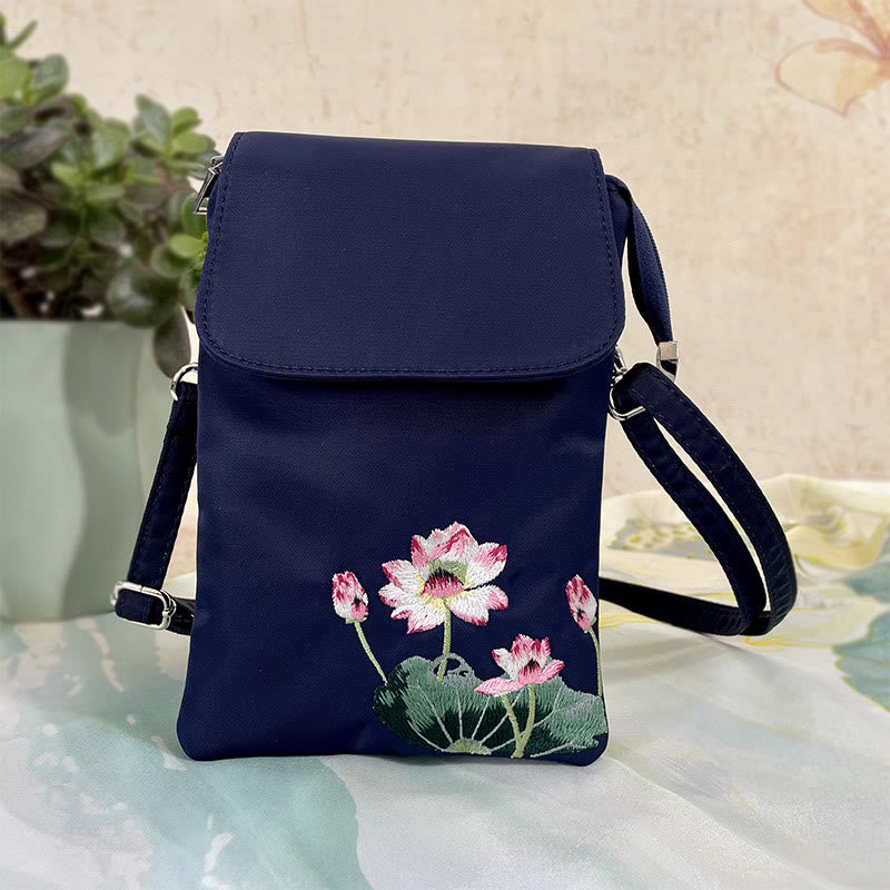 Sac à bandoulière en Buddha Stones imperméable brodé à la main avec fleurs de lotus - image 2