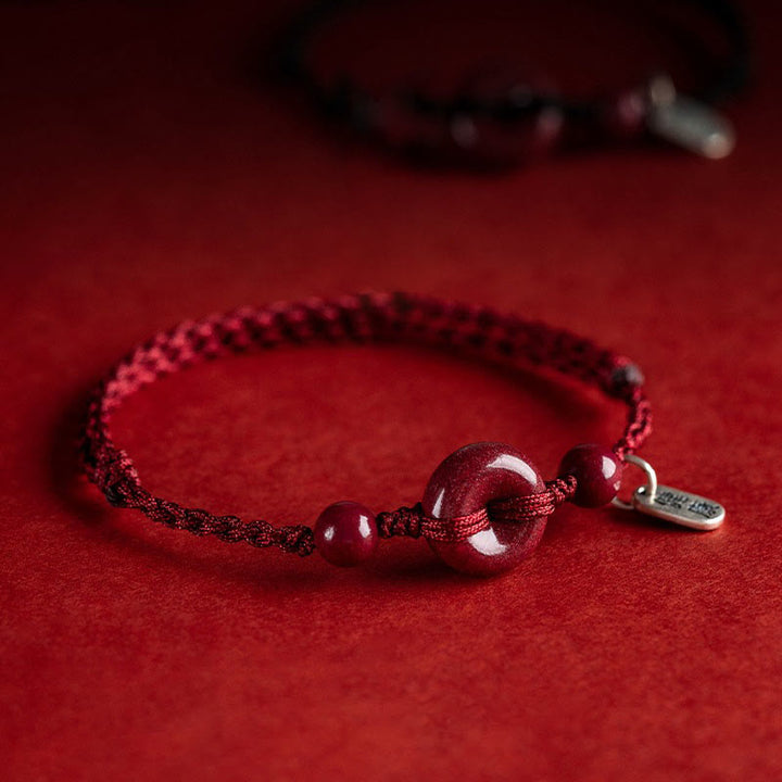 Bracelet de cheville en corde de bénédiction avec breloque en cinabre faite à la main en Buddha Stones