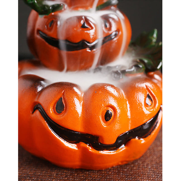 Décoration de brûleur d'encens de fontaine à fumée à refoulement en résine fantôme de citrouilles d'Halloween