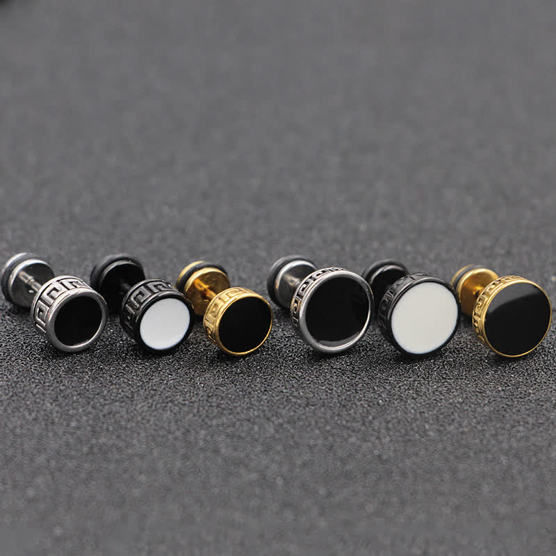 Boucles d'oreilles à tige rondes en acier titane pour hommes cool Buddha Stones - image 11