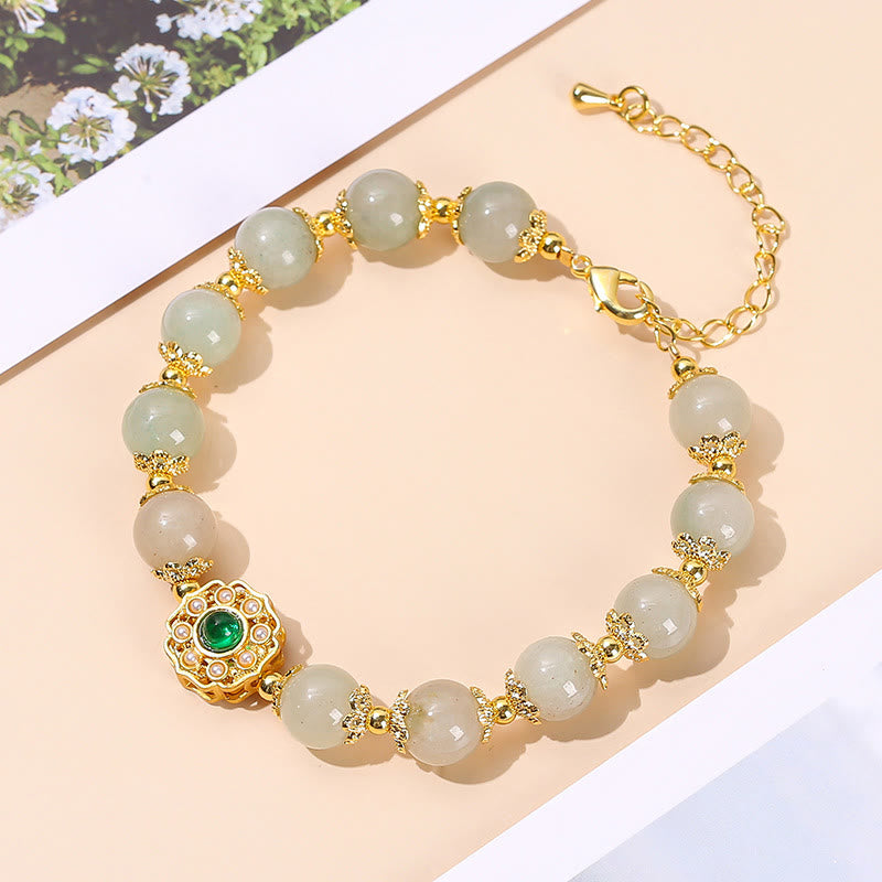 Bracelet chaîne de perles de prospérité en jade naturel Buddha Stones