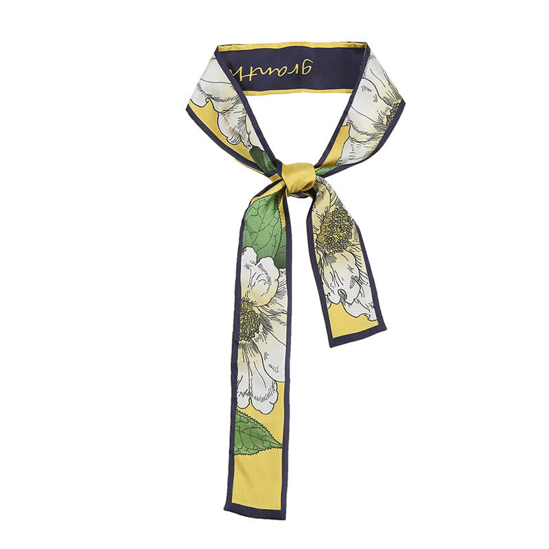 Foulard pour cheveux en soie 100 % mûre avec Buddha Stones, fresques de Dunhuang, montagnes, coucher de soleil, motif floral