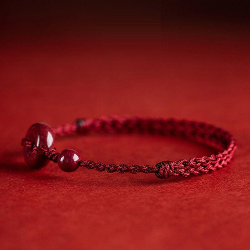 Bracelet de cheville en corde de bénédiction avec breloque en cinabre faite à la main en Buddha Stones