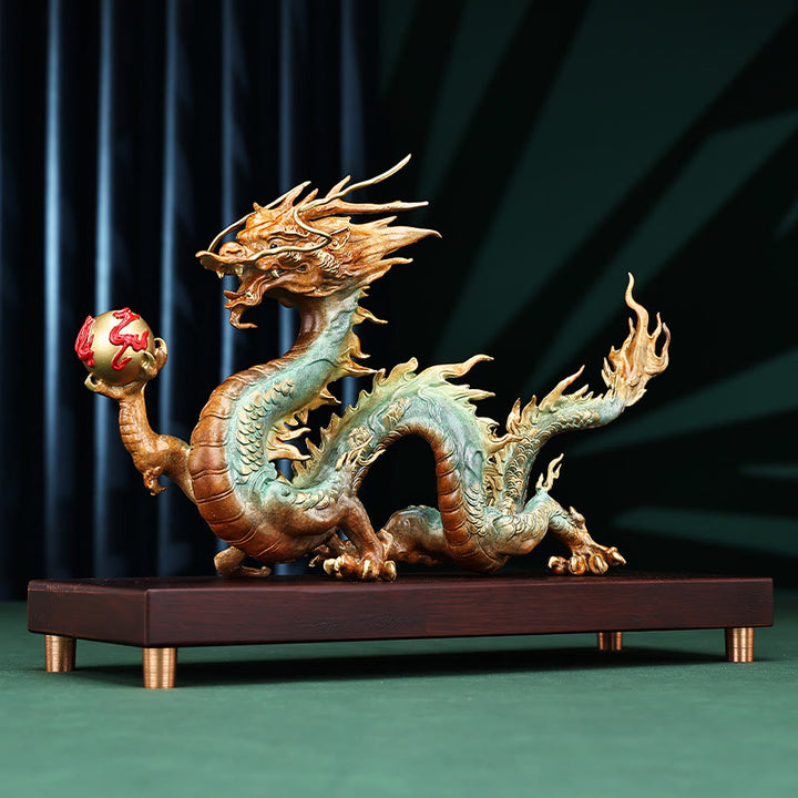 Buddha Stones Année du Dragon Dragon de Bon augure Laiton Cuivre Chance Succès Décoration de Bureau
