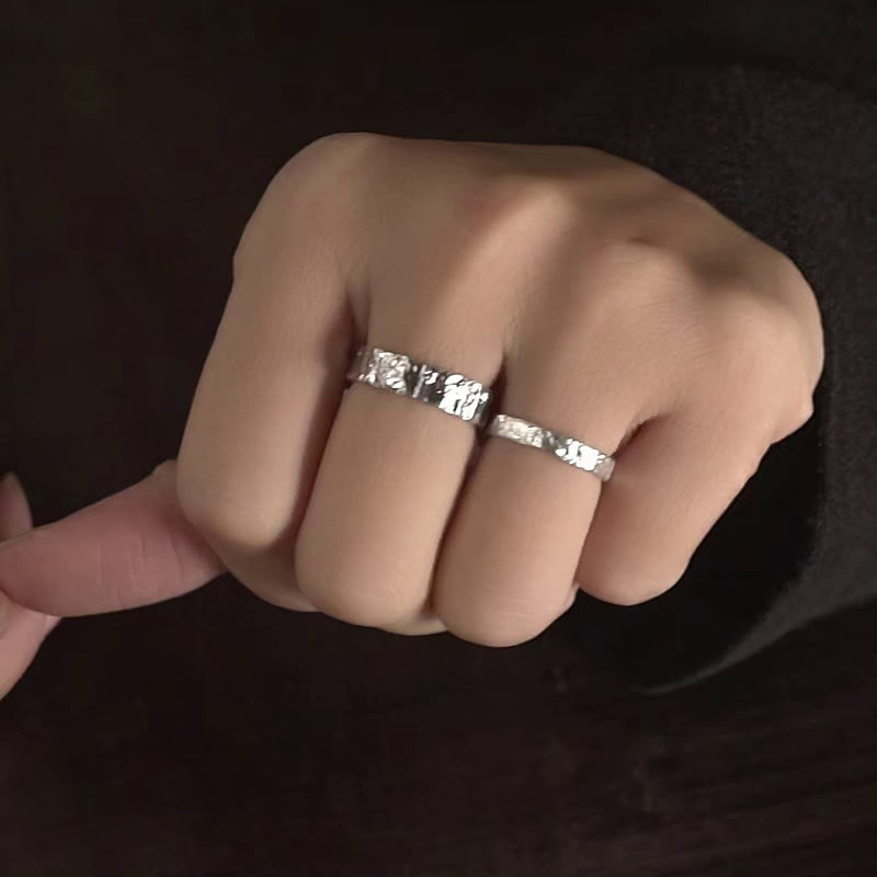 Bague de couple en argent sterling 925 Buddha Stones et design simple - image 9