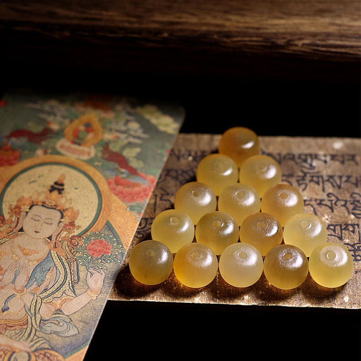 Bracelet de bon augure tibétain en corne de mouton fait main avec Buddha Stones Om Mani Padme Hum