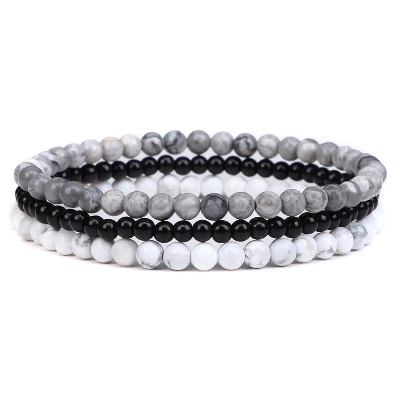 Bracelet spirituel de paix intérieure en pierre de cristal naturel 3 pièces Buddha Stones