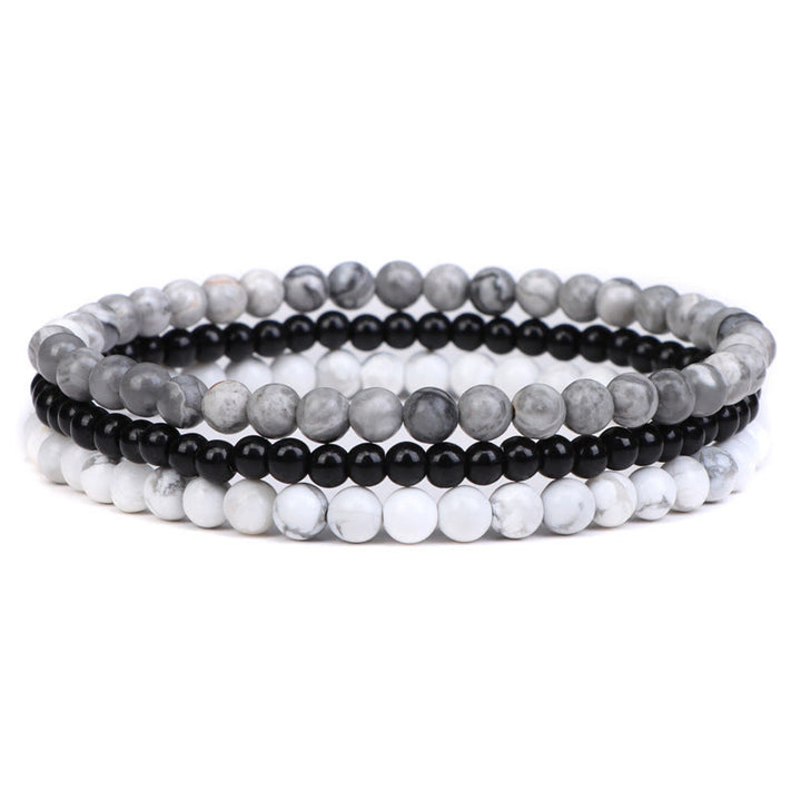 Bracelet spirituel de paix intérieure en pierre de cristal naturel 3 pièces Buddha Stones
