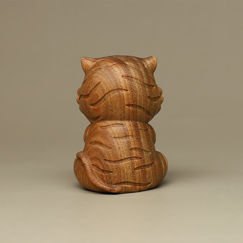 Buddha Stones Petites décorations de bureau positives gravées en bois de santal vert Tigre - image 5