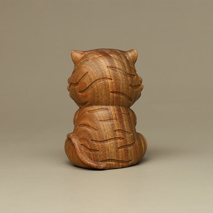 Buddha Stones Petites décorations de bureau positives gravées en bois de santal vert Tigre - image 5