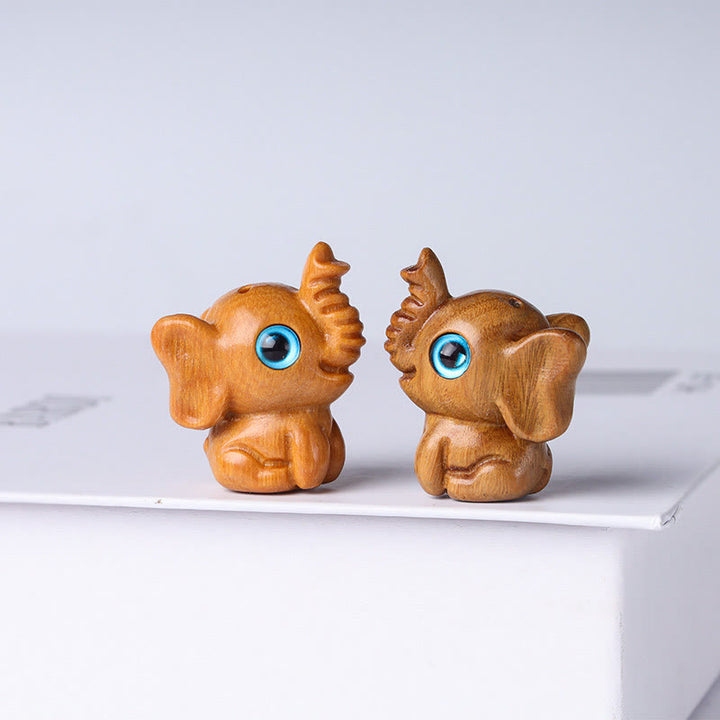 Buddha Stones Bois de santal Petite feuille Bois de santal rouge Bois de santal vert Mini éléphant porte-bonheur sculpté Décoration de protection - image 16