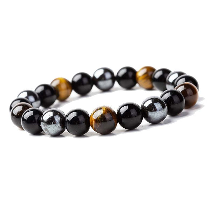 Ensemble collier et bracelet en œil de tigre tibétain Buddha Stones