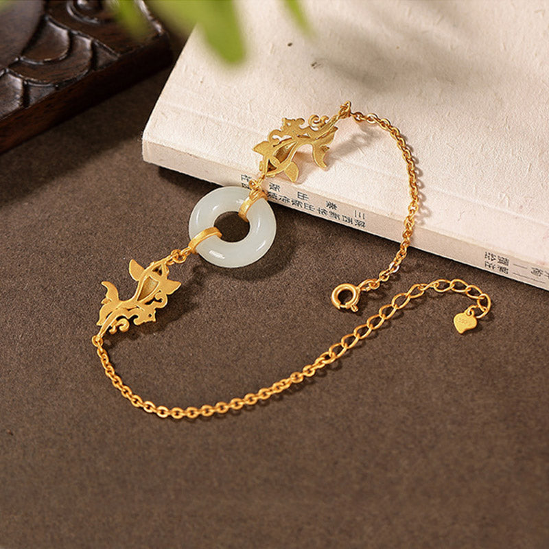 Bracelet de prospérité en jade blanc et poisson koï Buddha Stones