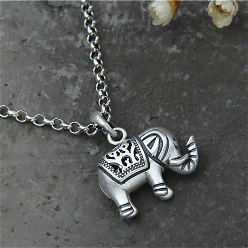 Collier pendentif force éléphant en argent sterling 990 Buddha Stones