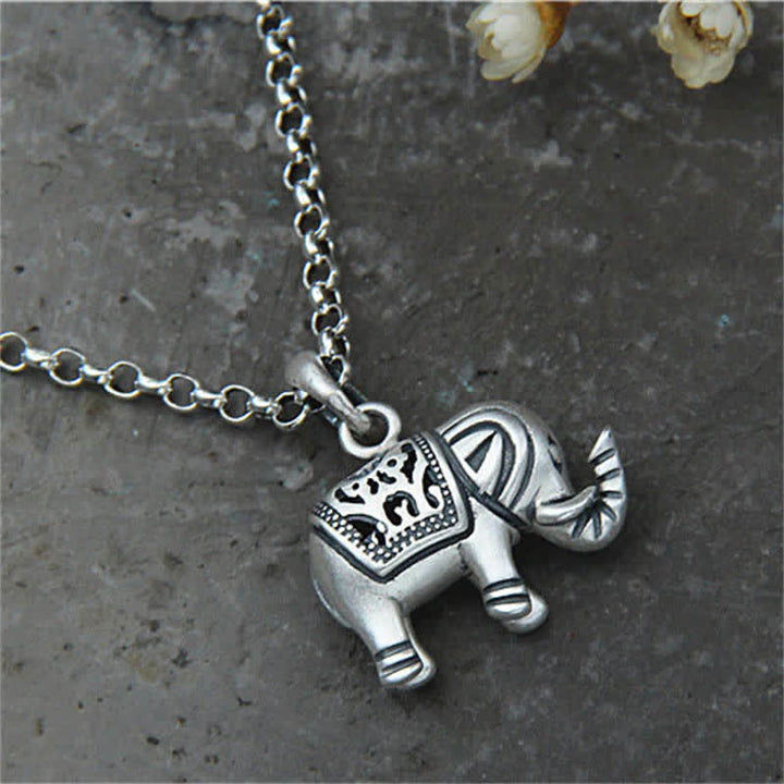 Collier pendentif force éléphant en argent sterling 990 Buddha Stones