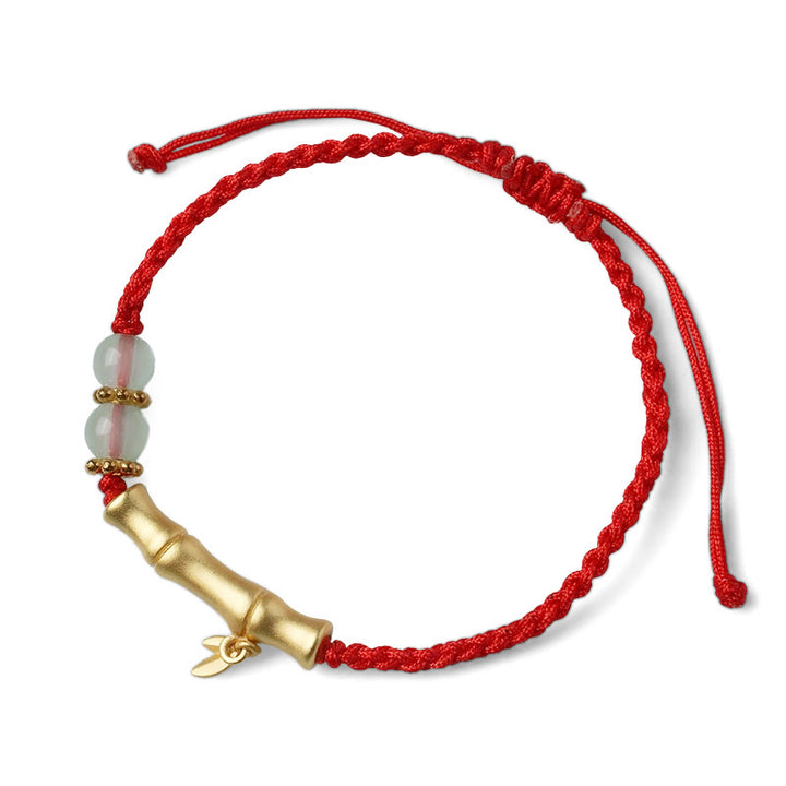 Bracelet tressé en bambou Buddha Stones et motif porte-bonheur