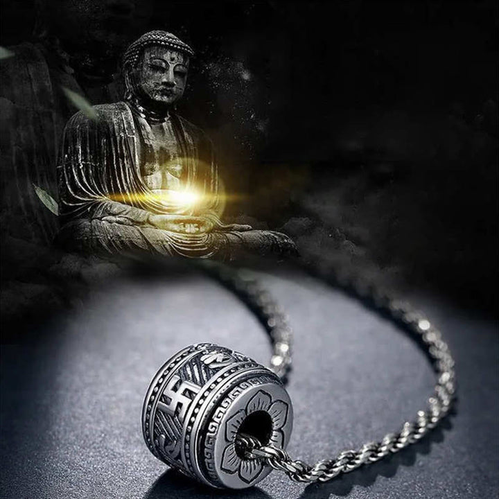 Collier pendentif de protection Om Mani Padme Hum en Buddha Stones du Tibet - image 1