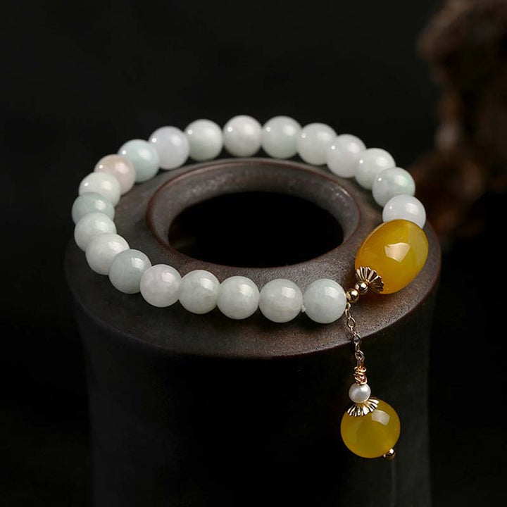 Bracelet de protection en agate de jade blanc naturel Buddha Stones
