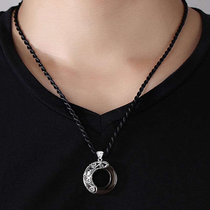 Collier pendentif rond en obsidienne glacée avec 12 constellations du zodiaque de Buddha Stones - image 25