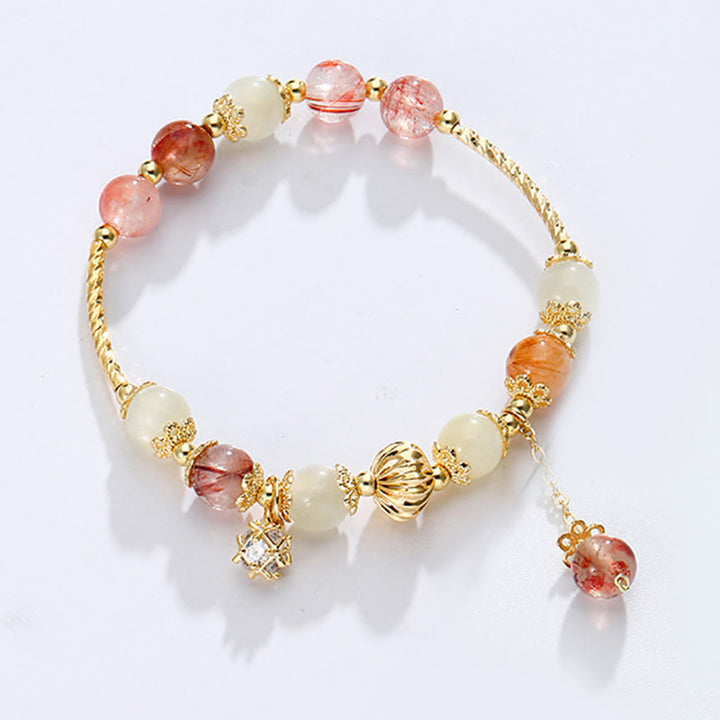 Bracelet de perles de bon augure en quartz rutile coloré œil de chat et zircon - image 2