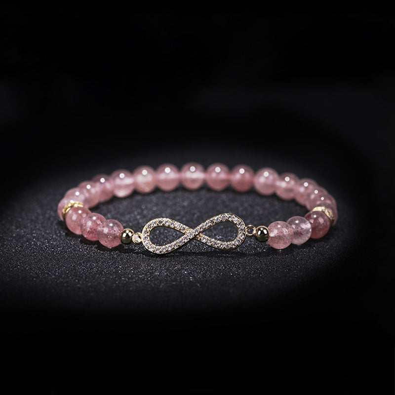 Bracelet de guérison positive en quartz fraise naturel Buddha Stones