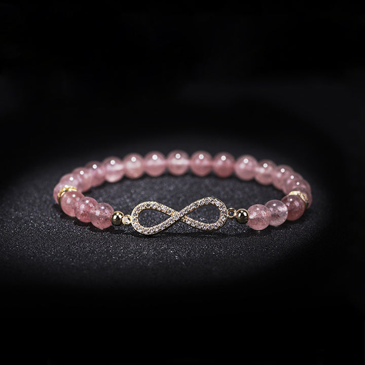 Bracelet de guérison positive en quartz fraise naturel Buddha Stones