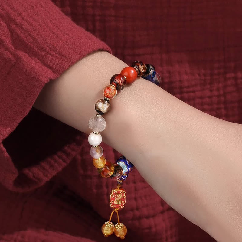 Buddha Stones Tibétain Coloré Cendres Perles de Verre Liuli Om Mani Padme Hum Dorje Vajra 18 Perles Poignet Mala