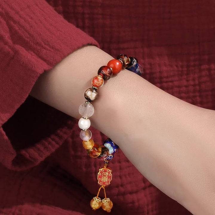Buddha Stones Tibétain Coloré Cendres Perles de Verre Liuli Om Mani Padme Hum Dorje Vajra 18 Perles Poignet Mala