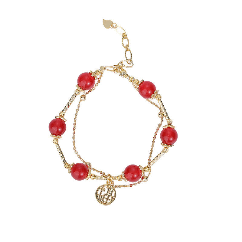 Bracelet d'acceptation de soi avec breloque en agate rouge et Buddha Stones Fu