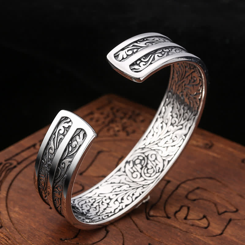 Bracelet de puissance spirituelle gravé Vajra Dorje en argent sterling 925 Buddha Stones