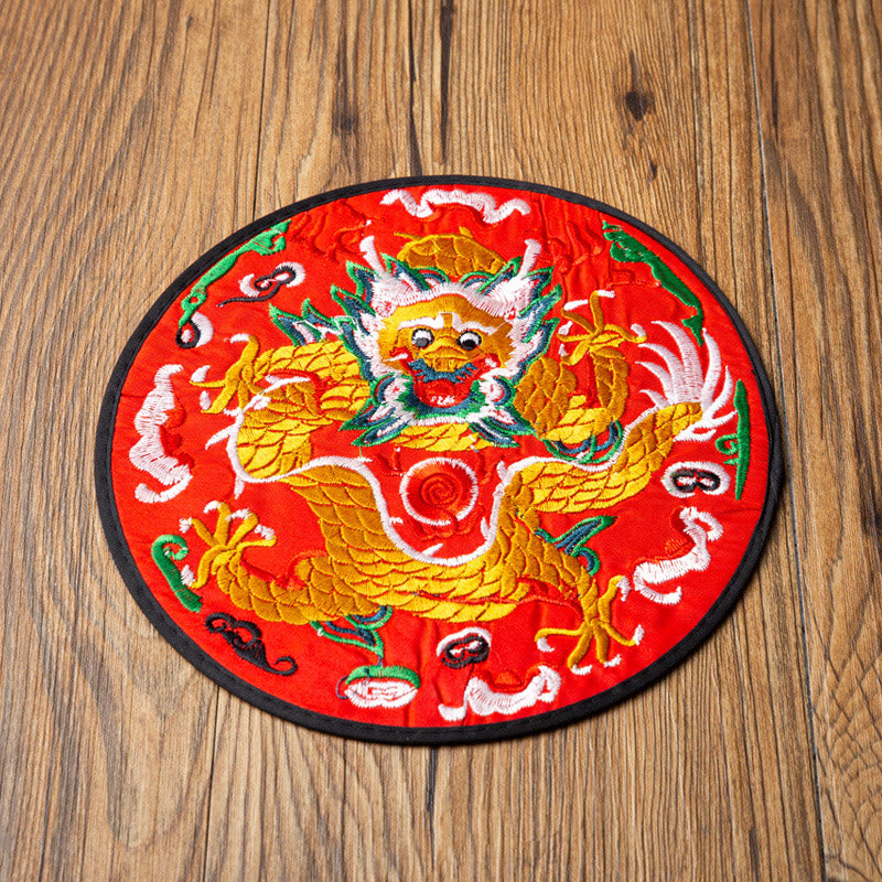 Dessous de verre brodé Buddha Stones Dragon pour tasse à thé, dessous de verre pour tasse à thé Kung Fu