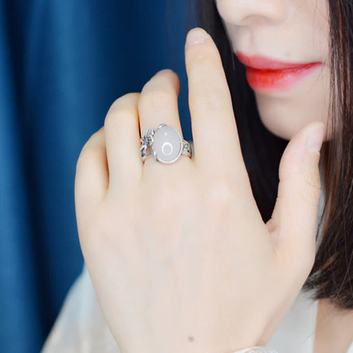 Bague d'harmonie positive en argent sterling 990 avec calcédoine naturelle et prune - image 6