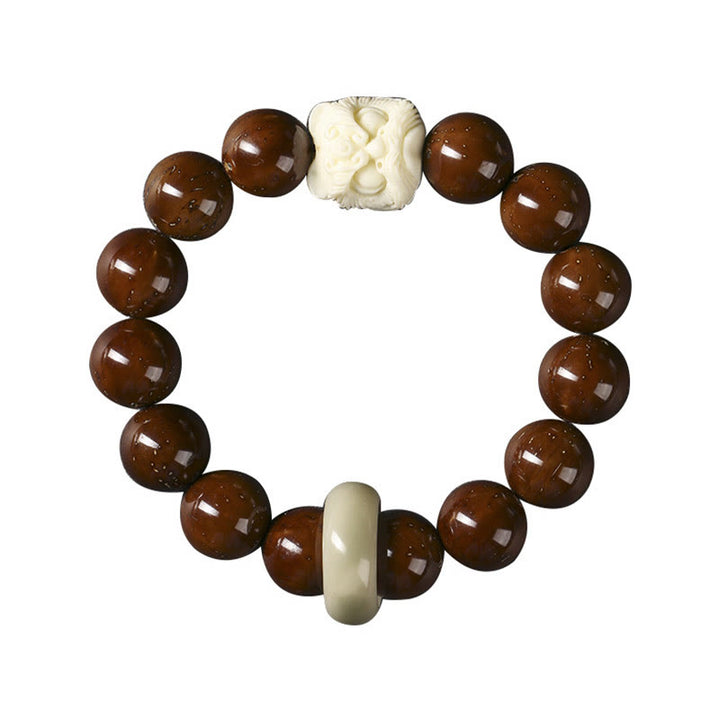 Bracelet de sagesse du lion dansant en Buddha Stones et graines de Bodhi violettes