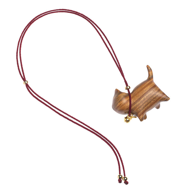 Buddha Stones d'ébène Bois de santal vert Chat porte-bonheur Fu Personnage Cloche de fortune porte-bonheur Décoration suspendue pour voiture - image 17