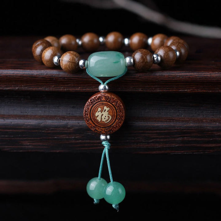 Bracelet de protection du bonheur en bois d'Abelia Biflora